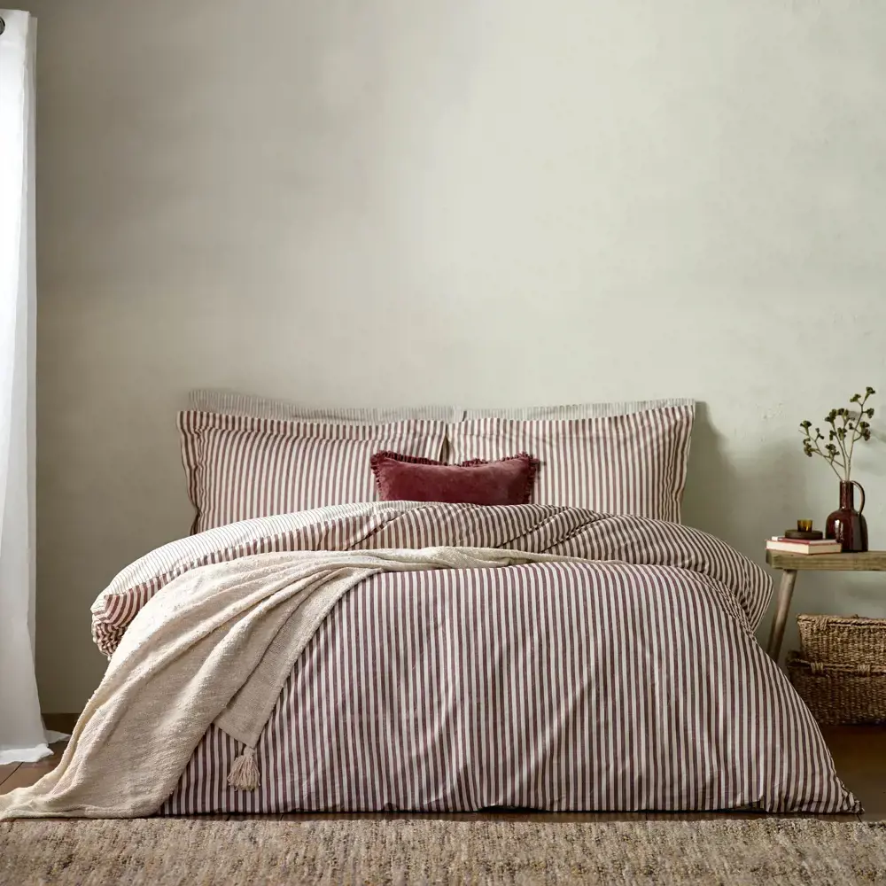 Yard Hebden Melange Beetroot Stripe Duvet Cover Set